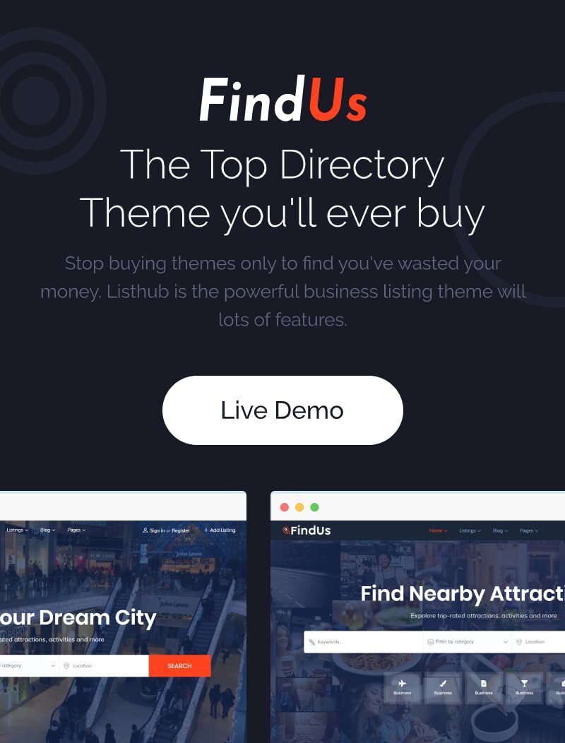 Findus Directory Listing WordPress Theme Free Download