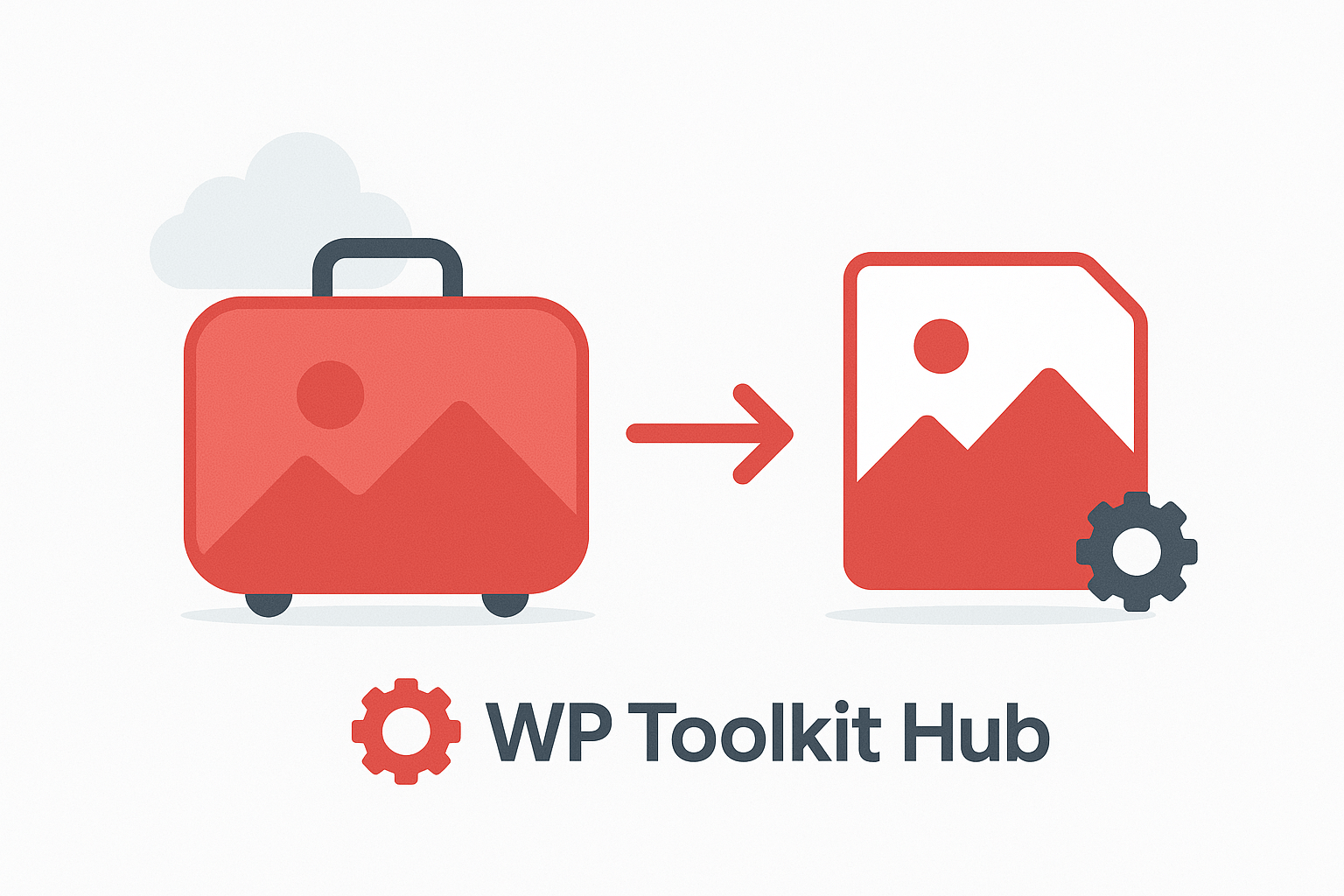 Illustration of a heavy image file becoming a lighter one, showing how WP Toolkit Hub reduces file size without hurting quality.